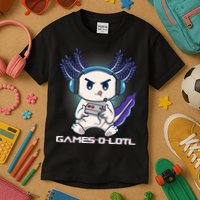 Axolotl Playing Console Video Games Gamesolotl Gaming Kids T-Shirt