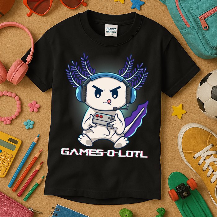 Axolotl Playing Console Video Games Gamesolotl Gaming Kids T-Shirt