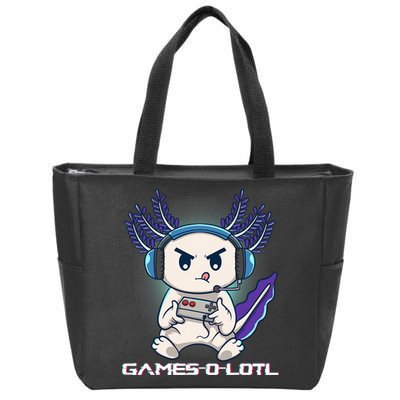 Axolotl Playing Console Video Games Gamesolotl Gaming Zip Tote Bag
