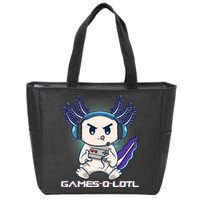 Axolotl Playing Console Video Games Gamesolotl Gaming Zip Tote Bag