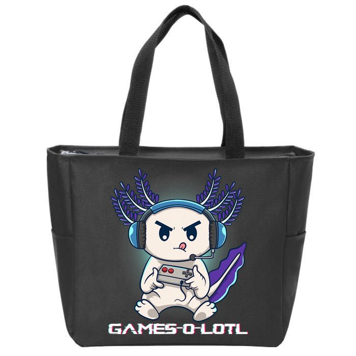 Axolotl Playing Console Video Games Gamesolotl Gaming Zip Tote Bag