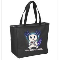 Axolotl Playing Console Video Games Gamesolotl Gaming Zip Tote Bag