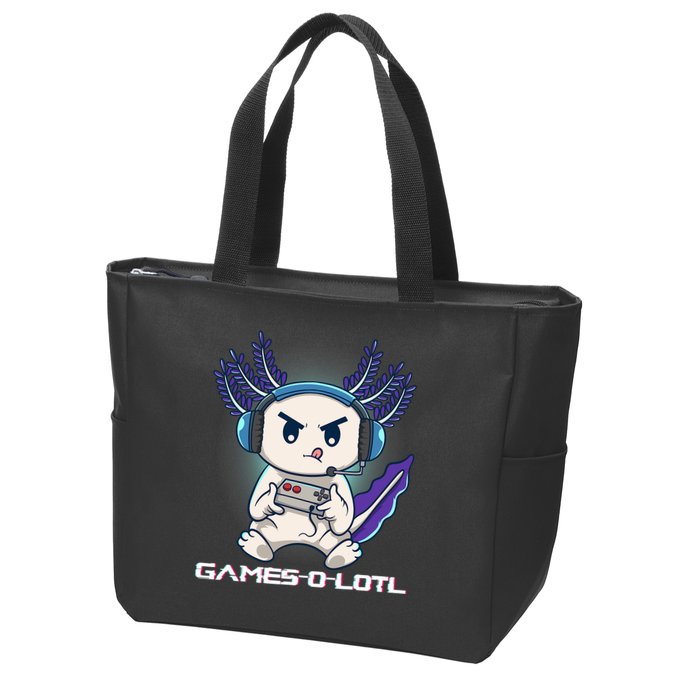 Axolotl Playing Console Video Games Gamesolotl Gaming Zip Tote Bag
