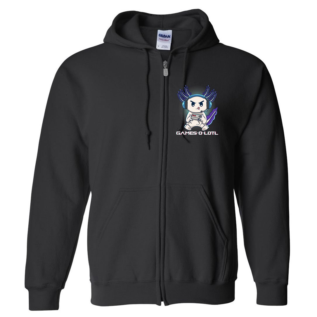 Axolotl Playing Console Video Games Gamesolotl Gaming Full Zip Hoodie