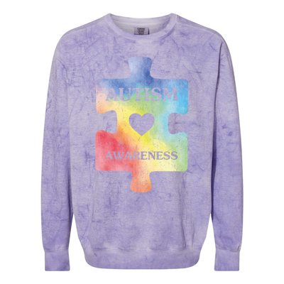 Autism Puzzle Clothing Cute Autism Awareness Funny Gift Colorblast Crewneck Sweatshirt