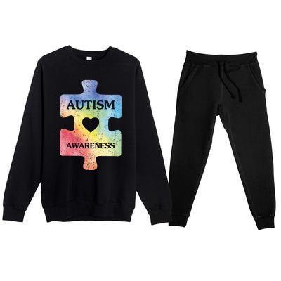 Autism Puzzle Clothing Cute Autism Awareness Funny Gift Premium Crewneck Sweatsuit Set