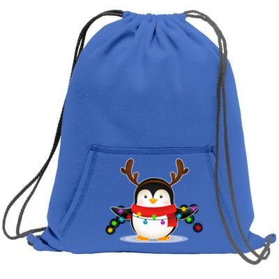 Adorable Penguin Christmas Light Funny Christmas Penguin Gift Sweatshirt Cinch Pack Bag