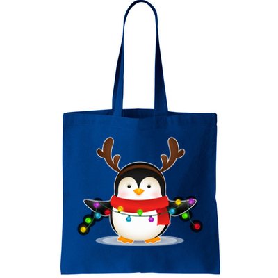 Adorable Penguin Christmas Light Funny Christmas Penguin Gift Tote Bag