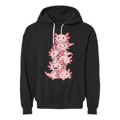 Axolotl Pile Cute Animals Kawaii Anime Funny Axolotl Garment-Dyed Fleece Hoodie