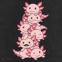 Axolotl Pile Cute Animals Kawaii Anime Funny Axolotl 7 Panel Mesh Trucker Snapback Hat