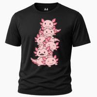 Axolotl Pile Cute Animals Kawaii Anime Funny Axolotl Cooling Performance Crew T-Shirt