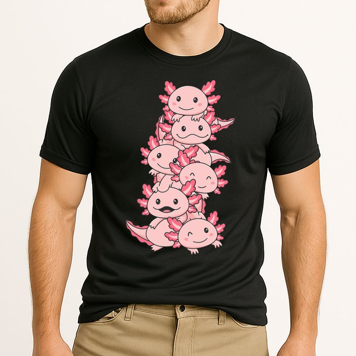 Axolotl Pile Cute Animals Kawaii Anime Funny Axolotl Cooling Performance Crew T-Shirt