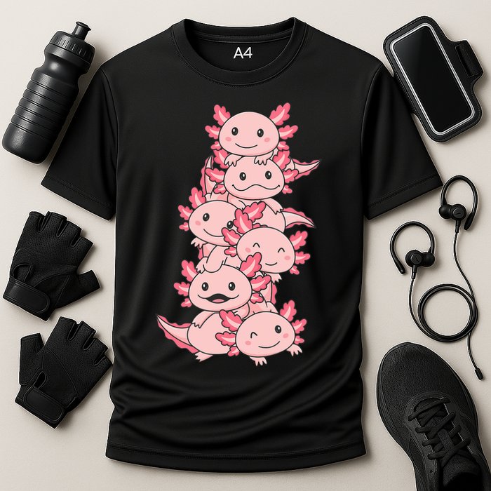 Axolotl Pile Cute Animals Kawaii Anime Funny Axolotl Cooling Performance Crew T-Shirt