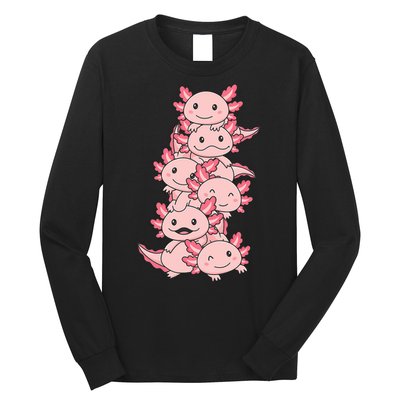Axolotl Pile Cute Animals Kawaii Anime Funny Axolotl Long Sleeve Shirt