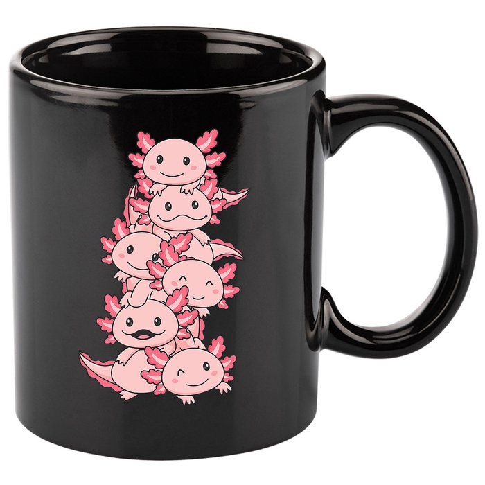 Axolotl Pile Cute Animals Kawaii Anime Funny Axolotl 11oz C Handle Ceramic Mug