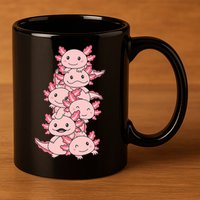 Axolotl Pile Cute Animals Kawaii Anime Funny Axolotl 11oz C Handle Ceramic Mug