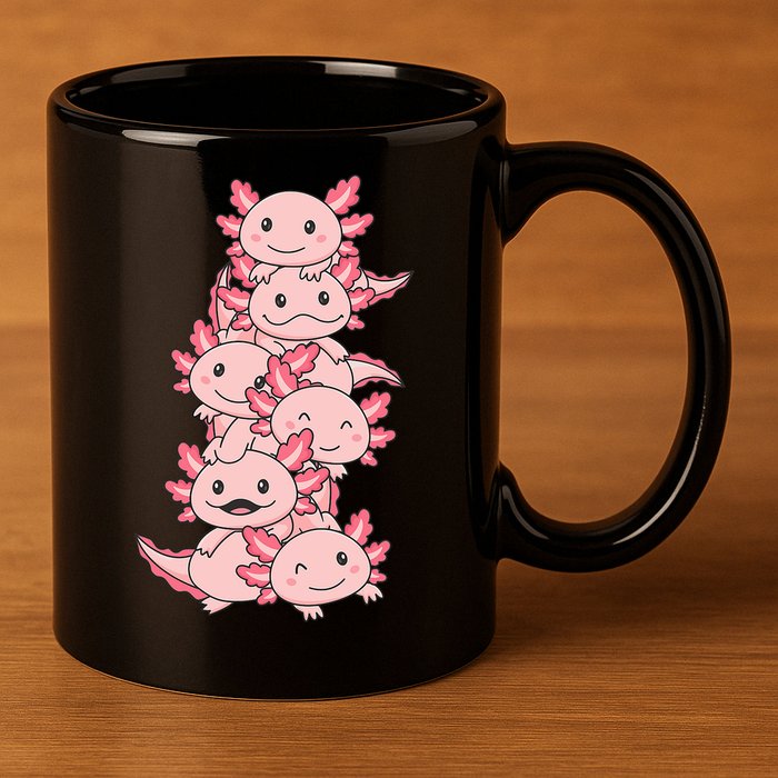 Axolotl Pile Cute Animals Kawaii Anime Funny Axolotl 11oz C Handle Ceramic Mug