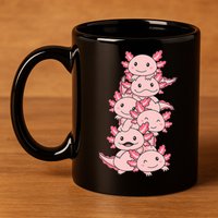 Axolotl Pile Cute Animals Kawaii Anime Funny Axolotl 11oz C Handle Ceramic Mug