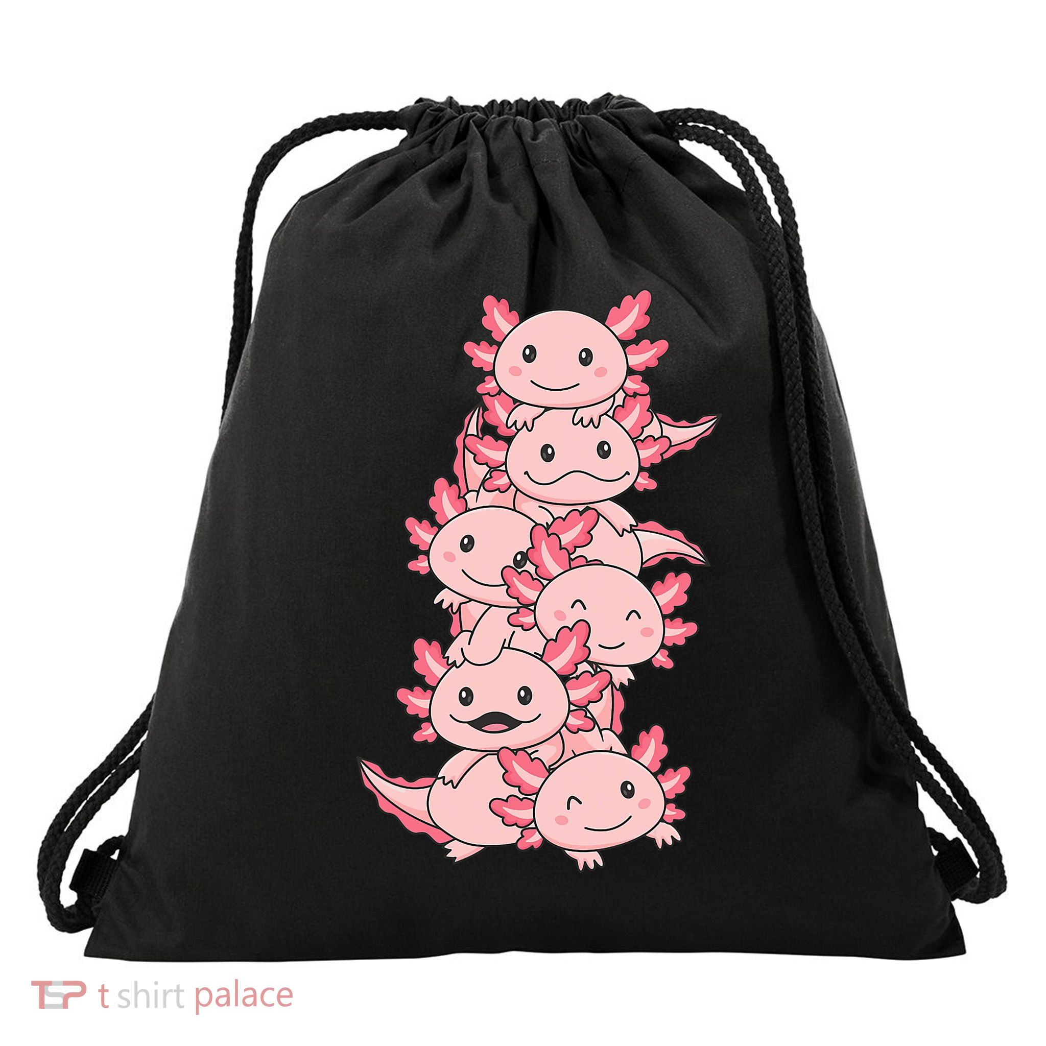 Axolotl Pile Cute Animals Kawaii Anime Funny Axolotl Drawstring Bag