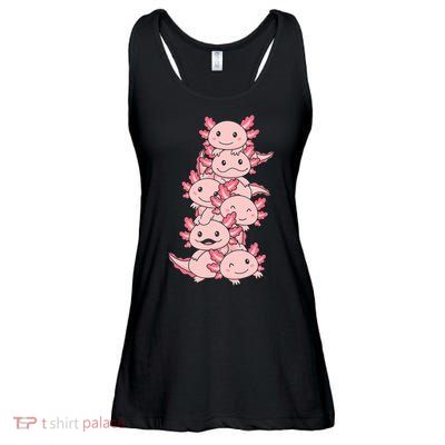 Axolotl Pile Cute Animals Kawaii Anime Funny Axolotl Ladies Essential Flowy Tank