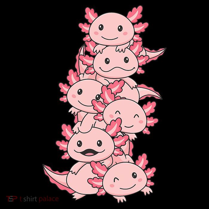 Axolotl Pile Cute Animals Kawaii Anime Funny Axolotl Flatbill Hat
