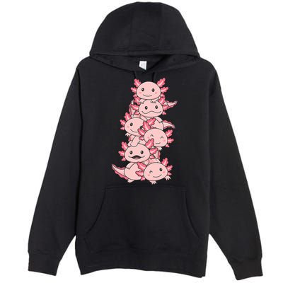 Axolotl Pile Cute Animals Kawaii Anime Funny Axolotl Premium Pullover Hoodie