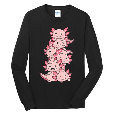 Axolotl Pile Cute Animals Kawaii Anime Funny Axolotl Tall Long Sleeve T-Shirt
