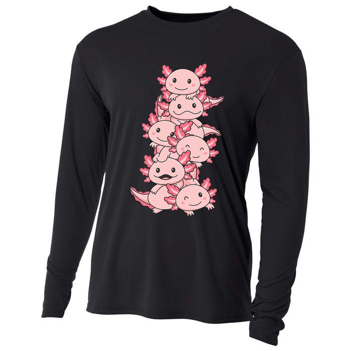 Axolotl Pile Cute Animals Kawaii Anime Funny Axolotl Cooling Performance Long Sleeve Crew