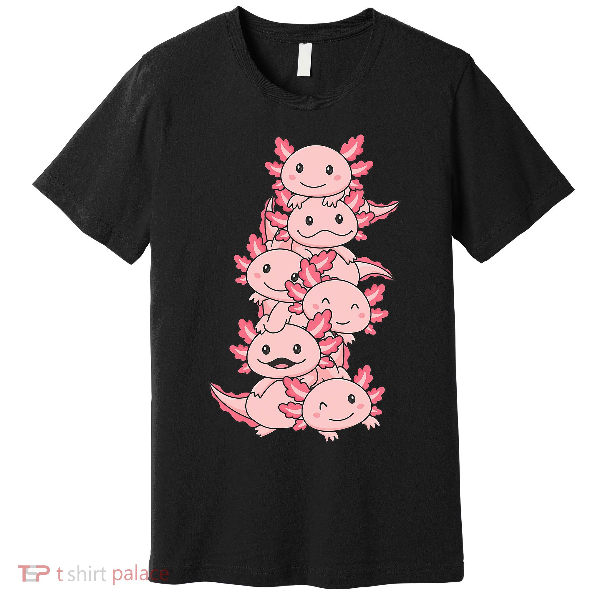 Axolotl Pile Cute Animals Kawaii Anime Funny Axolotl Premium T-Shirt