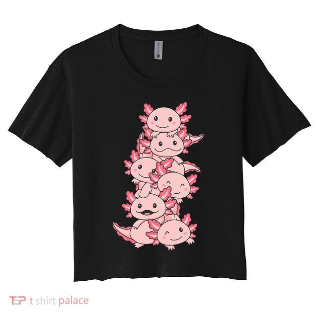 Axolotl Pile Cute Animals Kawaii Anime Funny Axolotl Crop Top