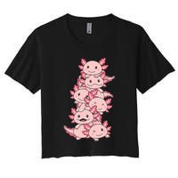 Axolotl Pile Cute Animals Kawaii Anime Funny Axolotl Women's Crop Top Tee