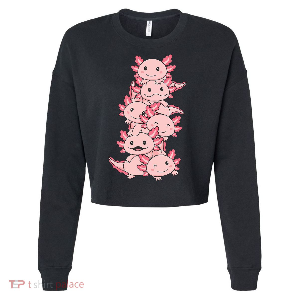 Axolotl Pile Cute Animals Kawaii Anime Funny Axolotl Cropped Pullover Crew