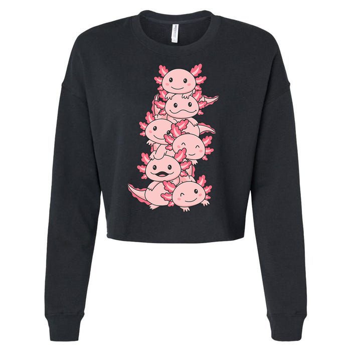 Axolotl Pile Cute Animals Kawaii Anime Funny Axolotl Cropped Pullover Crew
