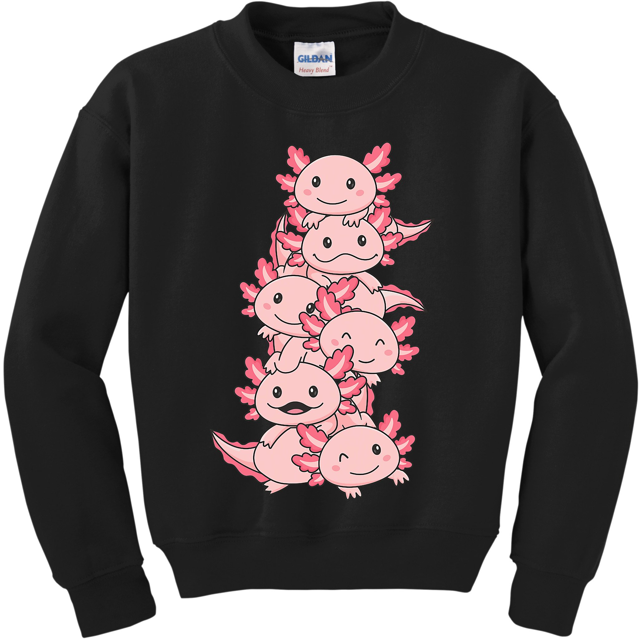 Axolotl Pile Cute Animals Kawaii Anime Funny Axolotl Kids Sweatshirt
