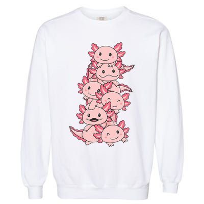 Axolotl Pile Cute Animals Kawaii Anime Funny Axolotl Garment-Dyed Sweatshirt