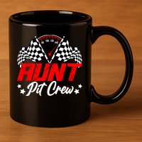Aunt Pit Crew Birthday Party Race Car Lover Racing Family 11oz C Handle Ceramic Mug