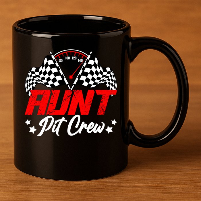Aunt Pit Crew Birthday Party Race Car Lover Racing Family 11oz C Handle Ceramic Mug