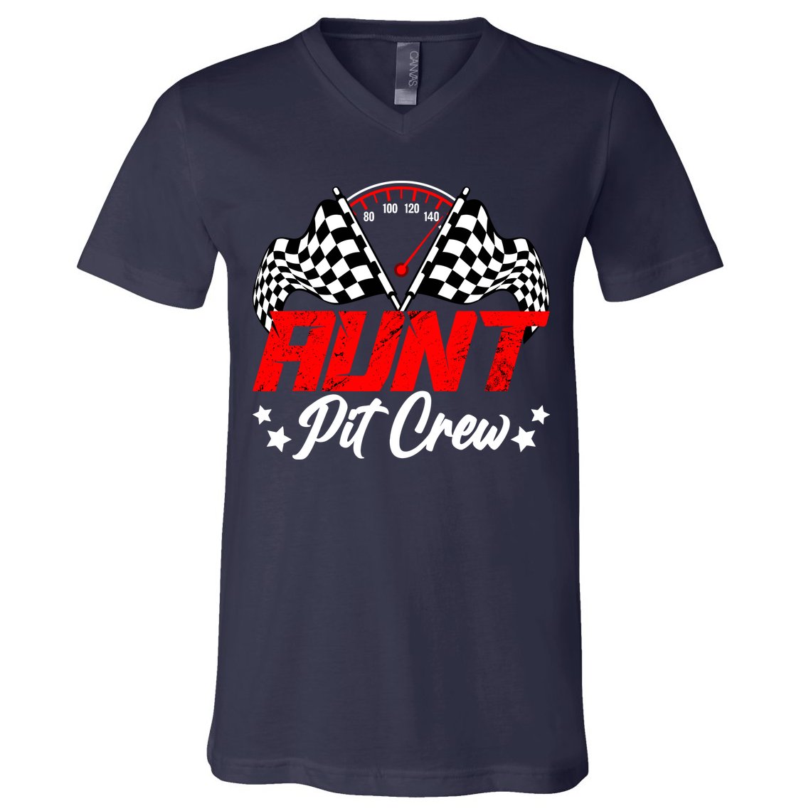 Aunt Pit Crew Birthday Party Race Car Lover Racing Family V-Neck T-Shirt