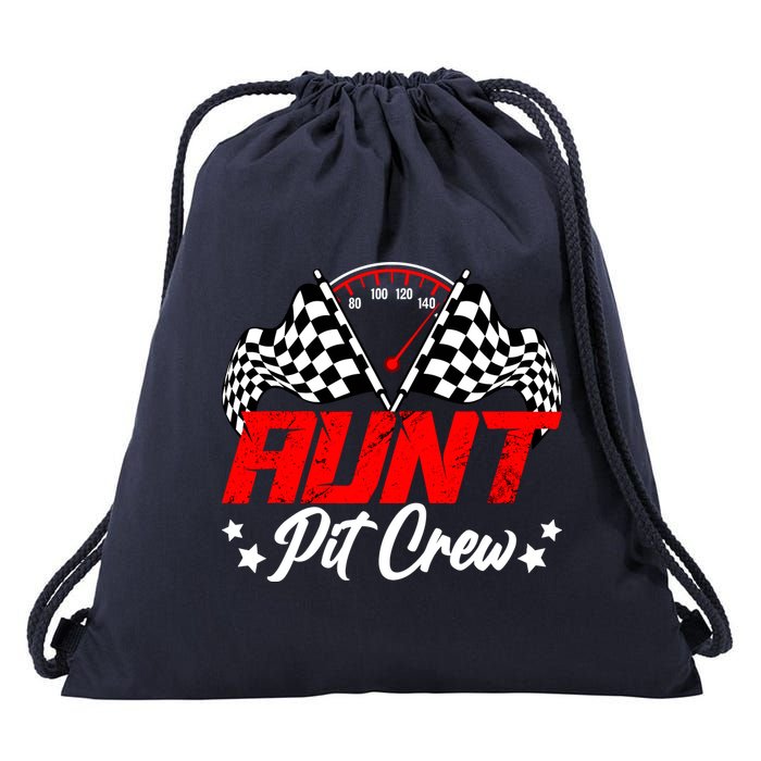 Aunt Pit Crew Birthday Party Race Car Lover Racing Family Drawstring Bag