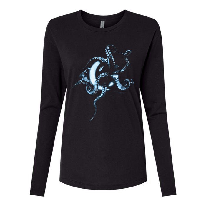 A Perfect Circle – Glowing Octopus Womens Cotton Relaxed Long Sleeve T-Shirt