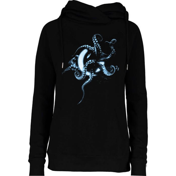 A Perfect Circle – Glowing Octopus Womens Funnel Neck Pullover Hood