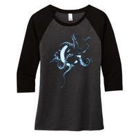 A Perfect Circle – Glowing Octopus Women's Tri-Blend 3/4-Sleeve Raglan Shirt