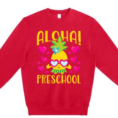 Aloha Preschool Cute Pineapple Student Teacher Premium Crewneck Sweatshirt