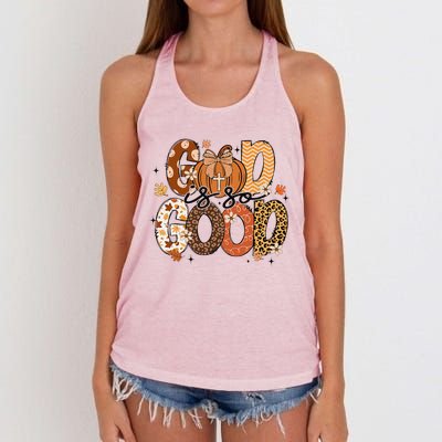 Autumn Pumpkin Christian Thanksgiving Faith God Is So Good Gift Women's Knotted Racerback Tank