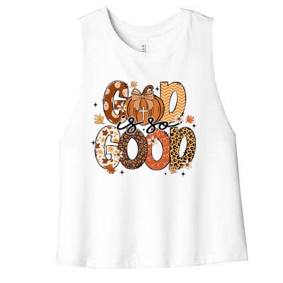 Autumn Pumpkin Christian Thanksgiving Faith God Is So Good Gift Women's Racerback Cropped Tank