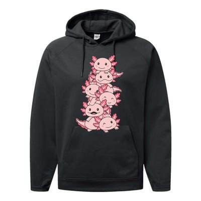 Axolotl Pile Cute Animals Kawaii Anime Performance Fleece Hoodie