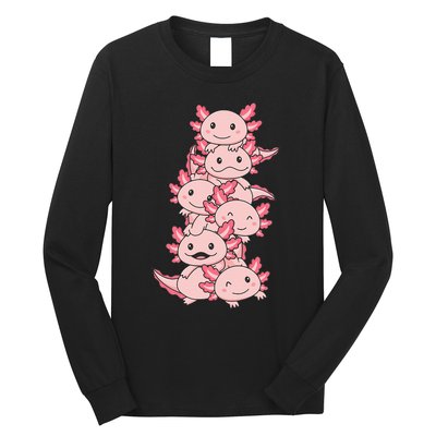 Axolotl Pile Cute Animals Kawaii Anime Long Sleeve Shirt