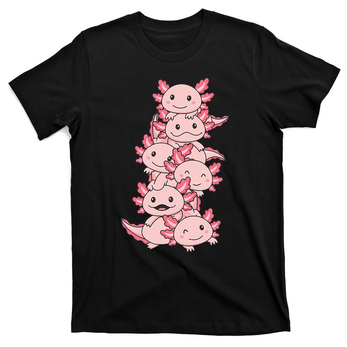 Axolotl Pile Cute Animals Kawaii Anime T-Shirt