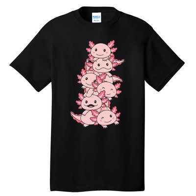 Axolotl Pile Cute Animals Kawaii Anime Tall T-Shirt