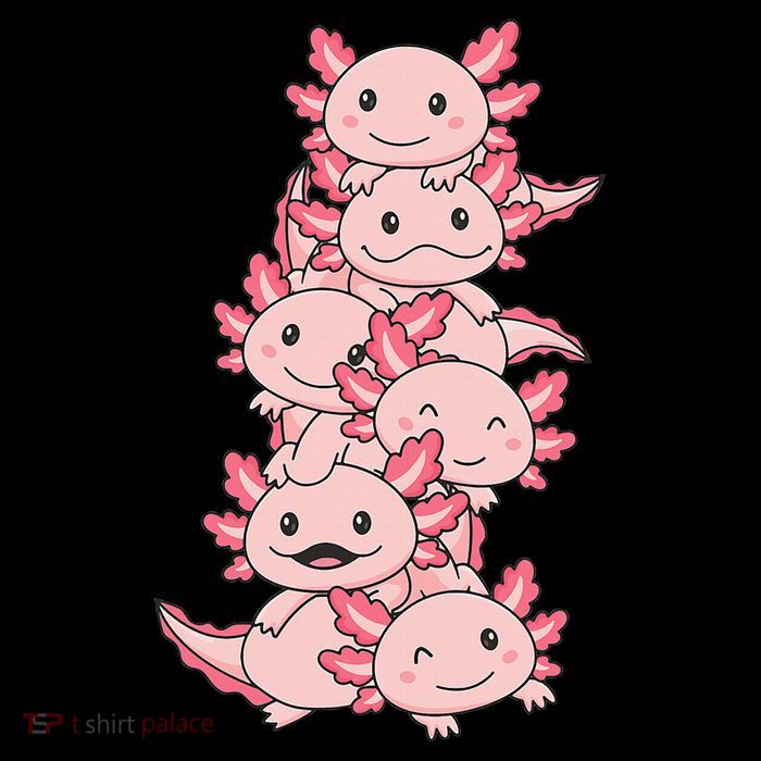 Axolotl Pile Cute Animals Kawaii Anime Tall T-Shirt